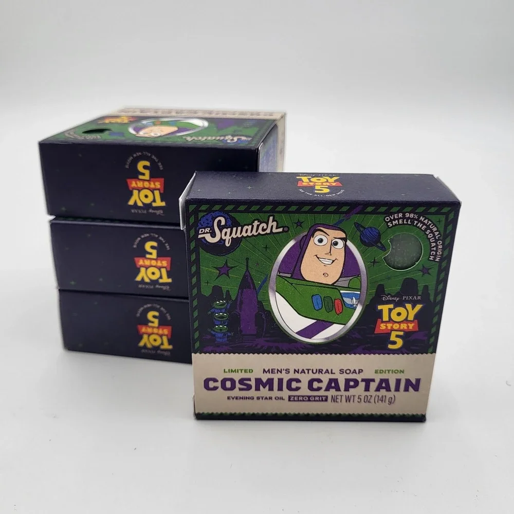 (4) Dr. Squatch Cosmic Captain Men's Natural Soap Zero Grit 5oz Toy Story‎ Buzz